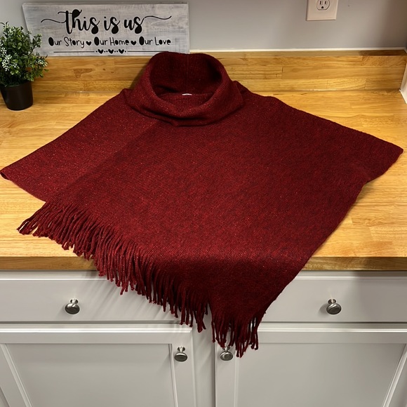 Chico’s Cozy Stripe Cowl Neck Poncho - Picture 7 of 9